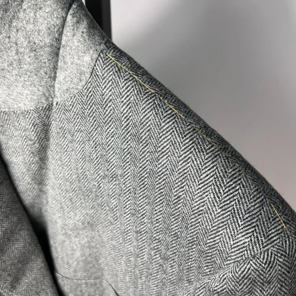NWT WALTER MORTON 40R Gray Herringbone 2 btn100%‎ Worsted Wool blazer USA 1 vent